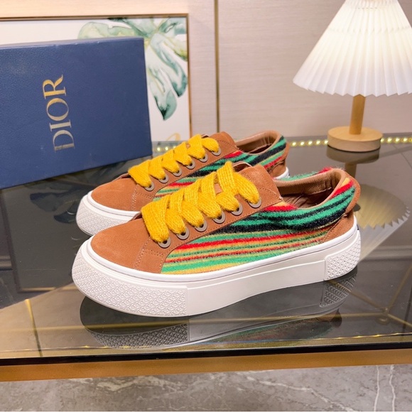 Dior women's brown high gloss suede sneakers - Picture 1 of 3